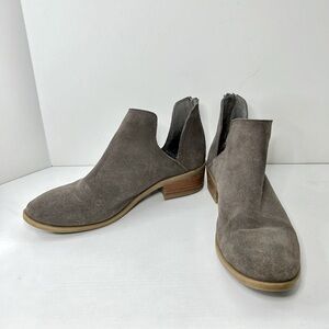 Steve Madden Lancaster Gray Suede Leather Ankle Zip Booties Boots Size 8.5